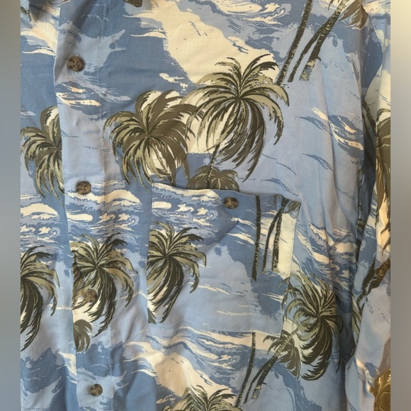 Puritan Men’s Blue Button Down Shirt Palm Trees Size Large - Picture 3 of 5